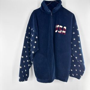 BEAR RIDGE OUTFITTERS Fleece Jacket MADE IN USA Stars American Flag Men’s Large